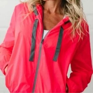 ZYIA pink hoodie drawstring light weight windbreaker XXL